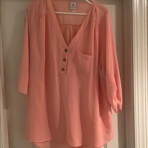 Libian Soft Pink Blouse with Pocket and Buttons
